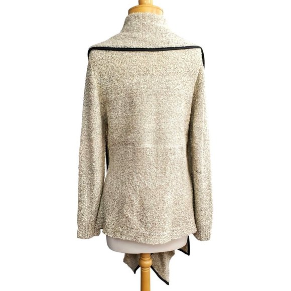 Simply Couture NWT Open Sweater Duster Faux Leather Trim Sparkly Glitters Sz 1XL - Picture 4 of 6